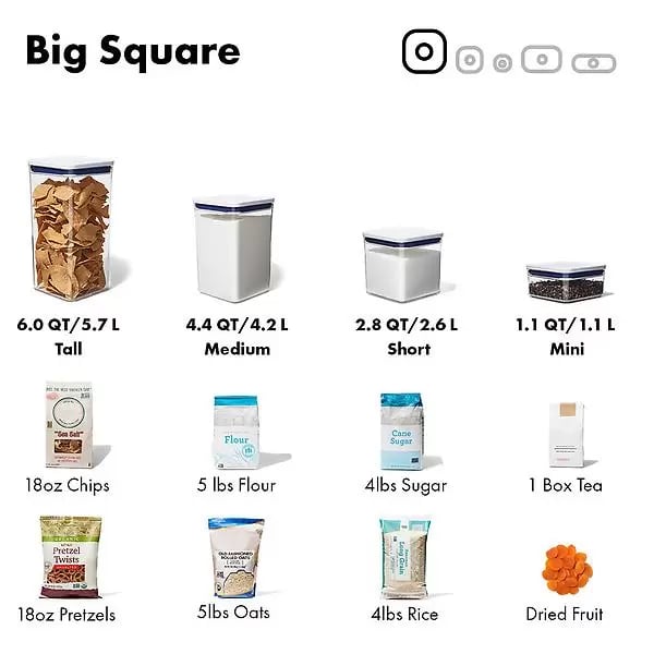 Big Square Container Store OXO Pop Containers Sizes