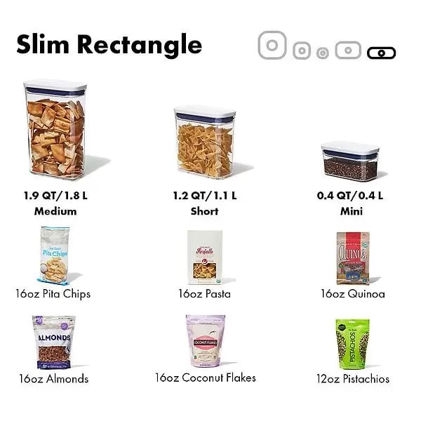 Slim Rectangle Container Store OXO Pop Containers Sizes